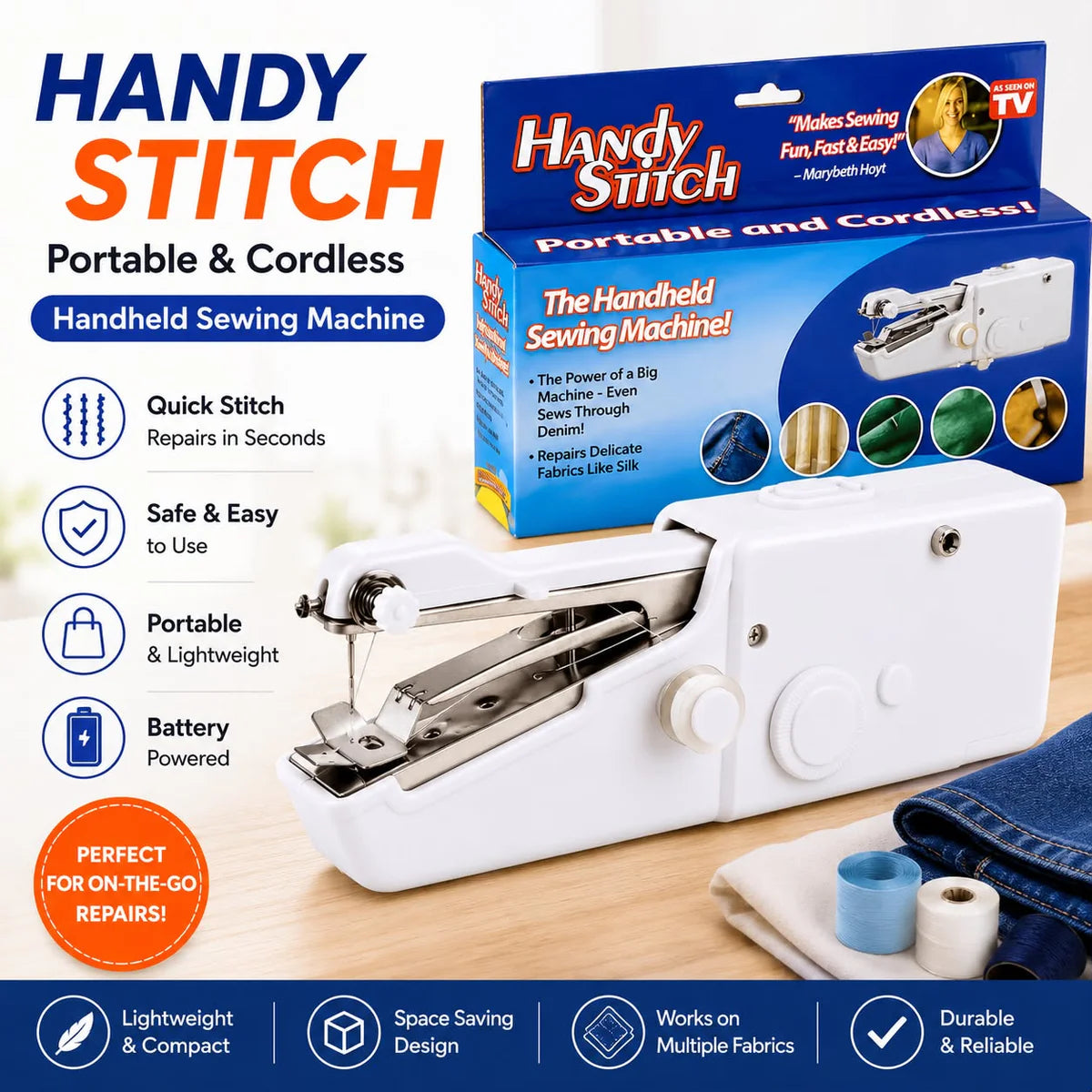 Mini Portable Stitching Machine – Compact Handheld Sewing Machine